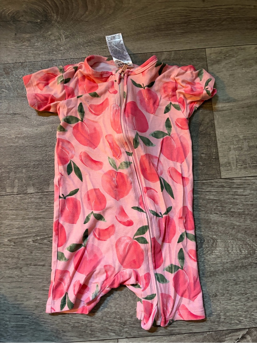 Gerber Pink Peach Print Short Sleeve Zipper Romper Pajamas